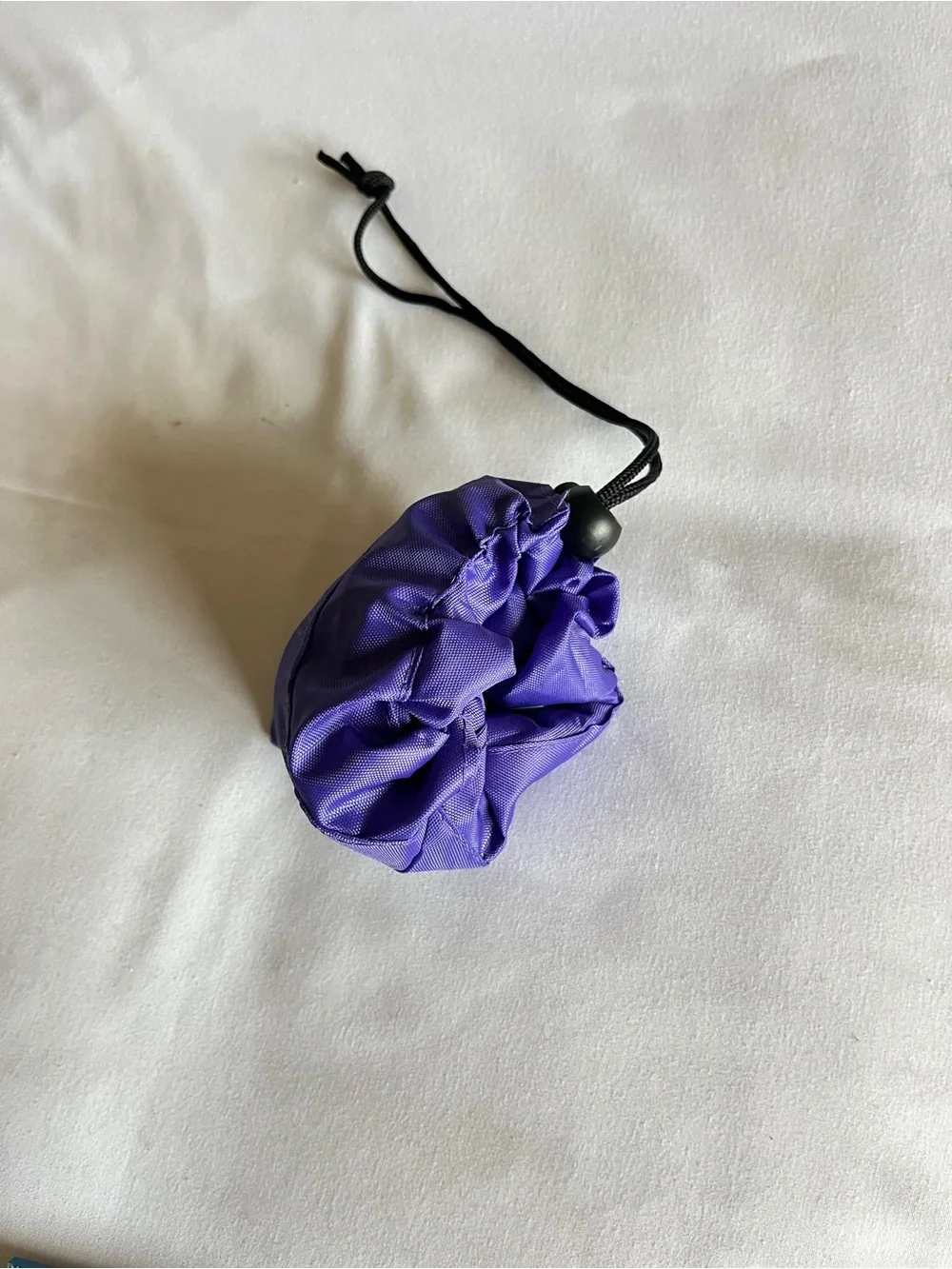 NYU Purple Nylon Packable Reusable Shopping Tote Bag Drawstring Pouch Blue 12x12